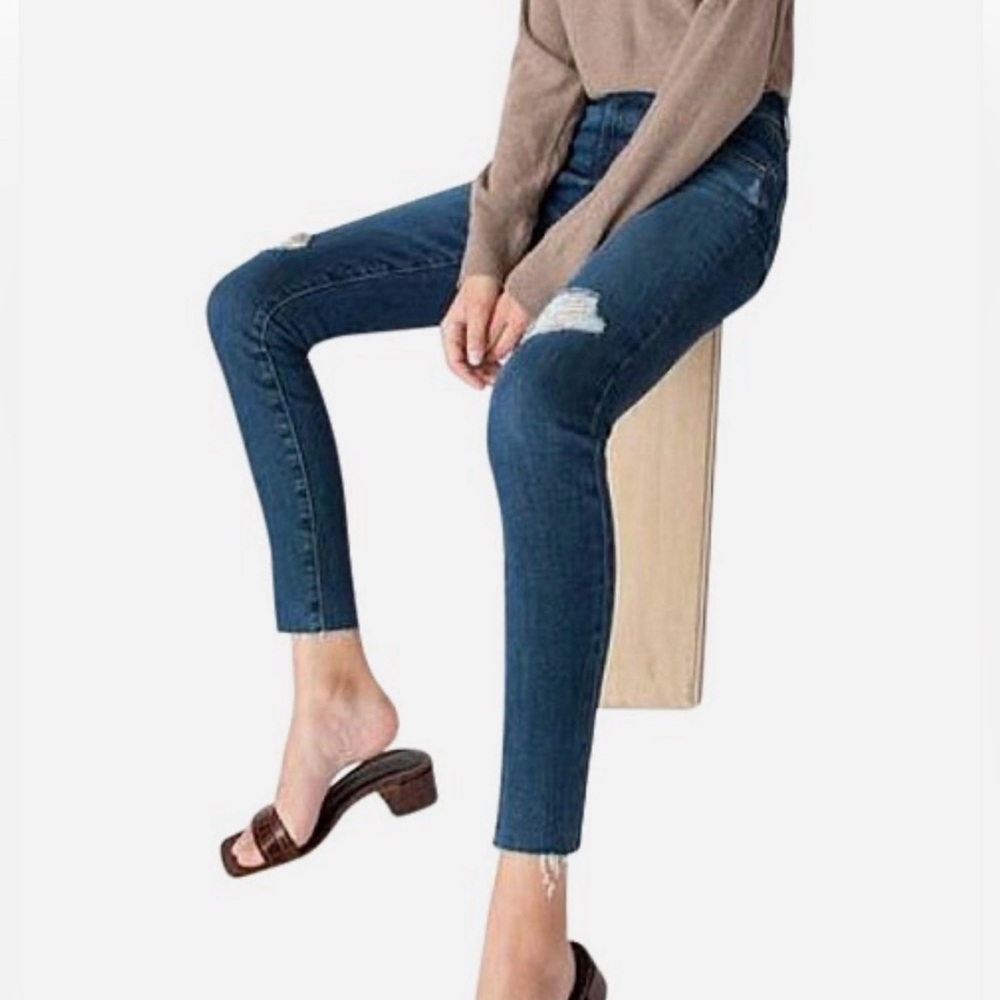 J Brand Leenah High Rise Ankle Skinny Eco Wash Distressed Skinny Jeans Size 30